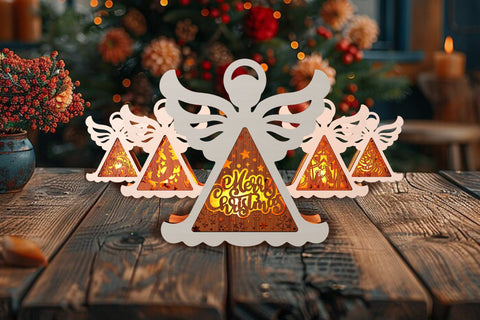 Christmas Angel Decorations Set Laser Cut Templates SVG LaserCutano 