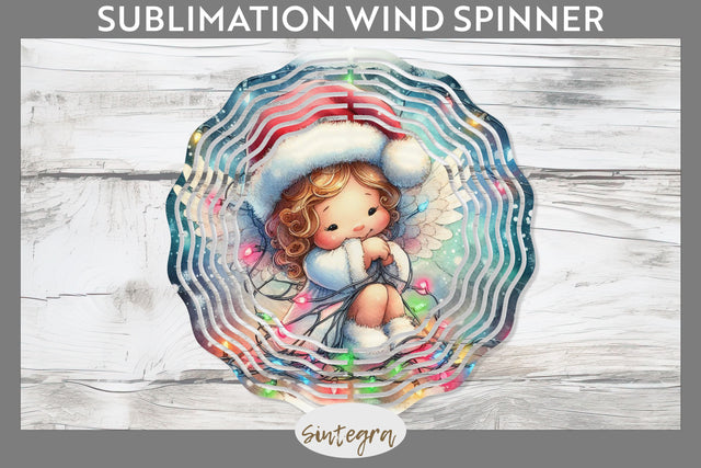 Christmas Angel Entangled in Lights Wind Spinner Sublimation Sublimation Sintegra 