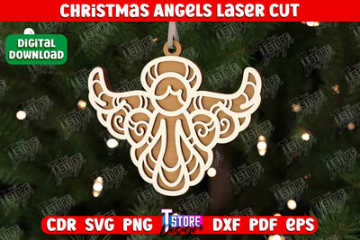 Christmas Angel | Holiday Décor | New Year | Christmas Tree Toy | CNC File SVG The T Store Design 