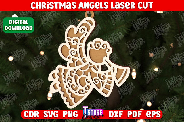 Christmas Angel | Holiday Décor | New Year | Christmas Tree Toy | CNC File SVG The T Store Design 