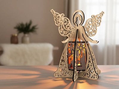 Christmas Angel Lantern - Nativity Candle Holder Design ✨- Laser Cut Template SVG LaserCutano 