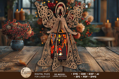 Christmas Angel Lantern - Nativity Candle Holder Design ✨- Laser Cut Template SVG LaserCutano 