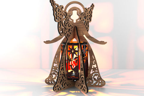 Christmas Angel Lantern - Nativity Candle Holder Design ✨- Laser Cut Template SVG LaserCutano 