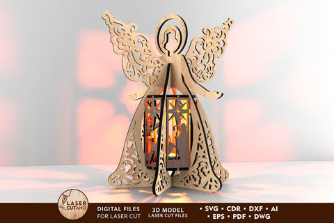 Christmas Angel Lantern - Nativity Candle Holder Design ✨- Laser Cut Template SVG LaserCutano 