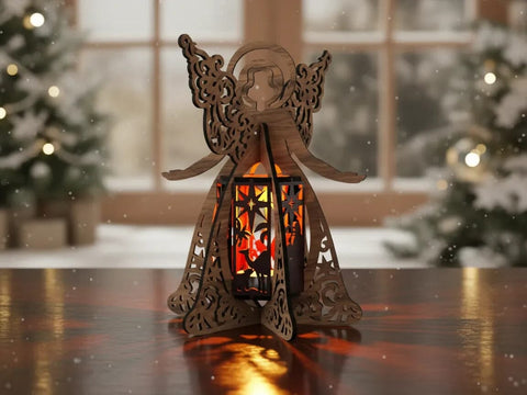 Christmas Angel Lantern - Nativity Candle Holder Design ✨- Laser Cut Template SVG LaserCutano 