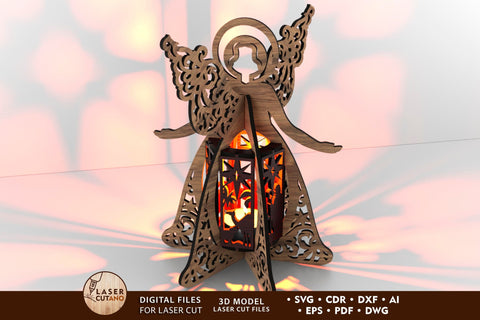 Christmas Angel Lantern - Nativity Candle Holder Design ✨- Laser Cut Template SVG LaserCutano 