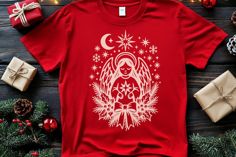 Christmas Angel SVG Files | Angel, Bells, Stocking & Reindeer for Cricut SVG Tafti Art 
