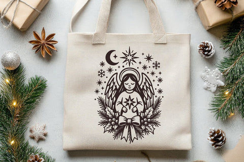 Christmas Angel SVG Files | Angel, Bells, Stocking & Reindeer for Cricut SVG Tafti Art 