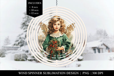 Christmas Angel Wind Spinner Sublimation Design PNG Sublimation BijouBay 