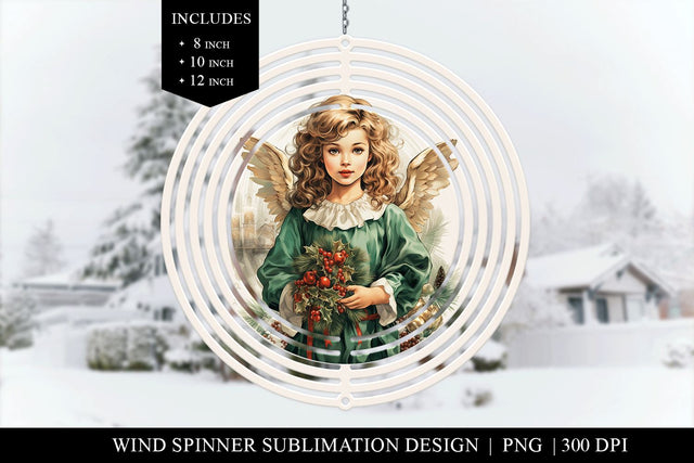 Christmas Angel Wind Spinner Sublimation Design PNG Sublimation BijouBay 