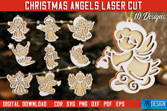 Christmas Angels Bundle | Christmas Tree Toy | Holidays | Layered Angel | CNC Files SVG Fly Design 