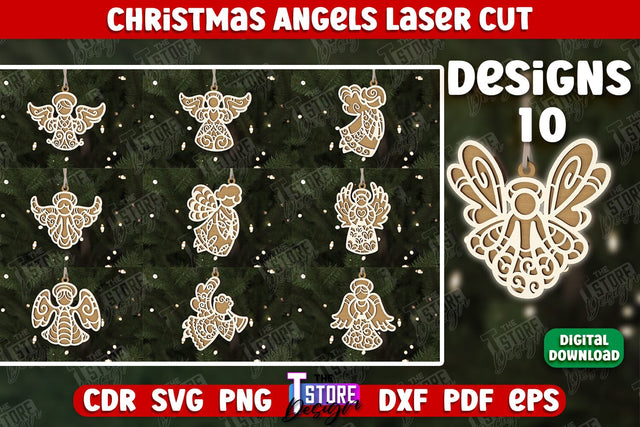 Christmas Angels Bundle | Holiday Décor | New Year | Christmas Tree Toys | CNC Files SVG The T Store Design 