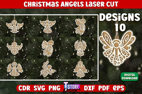 Christmas Angels Bundle | Holiday Décor | New Year | Christmas Tree Toys | CNC Files SVG The T Store Design 