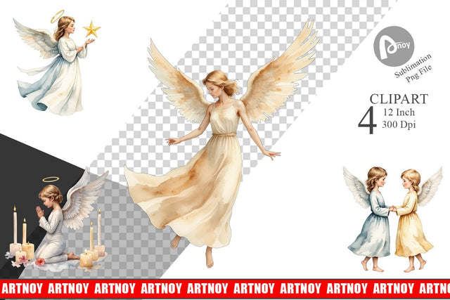 Christmas Angels Clipart Sublimation artnoy 