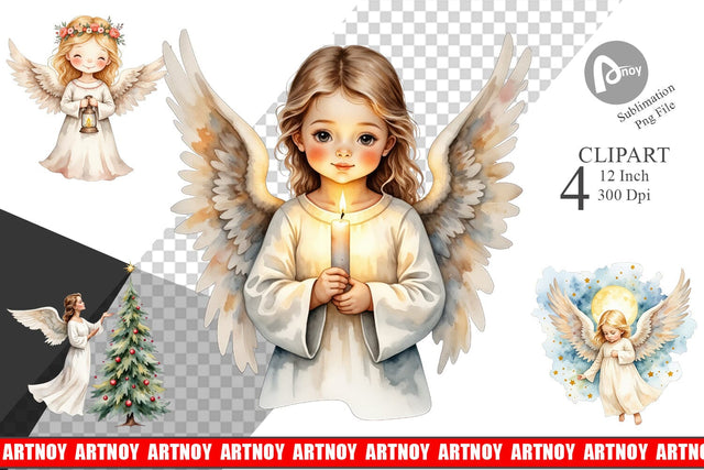 Christmas Angels Clipart Sublimation artnoy 