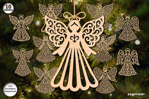 Christmas Angels Ornament Bundle SVG SvgOcean 
