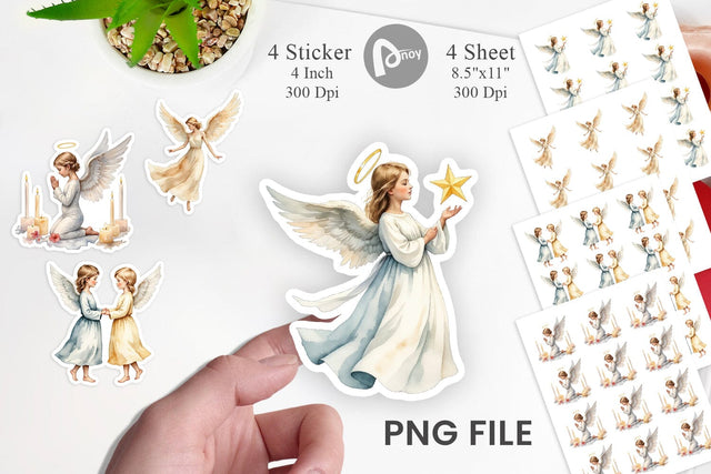 Christmas Angels Sticker Sublimation artnoy 
