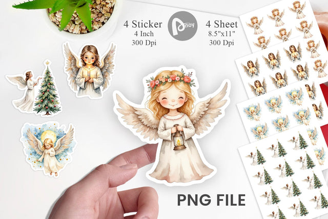 Christmas Angels Sticker Sublimation artnoy 