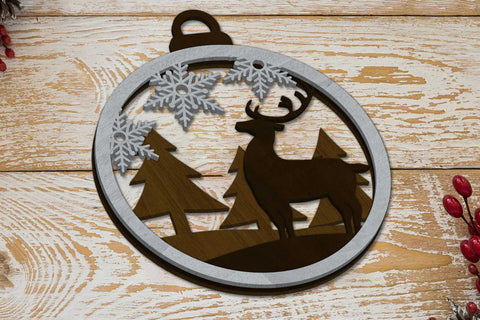 CHRISTMAS ANIMAL ORNAMENT SET, Multilayer Template, Decorative Christmas Tot, Wood Cut and Paper Cut Files SVG LaserCutano 