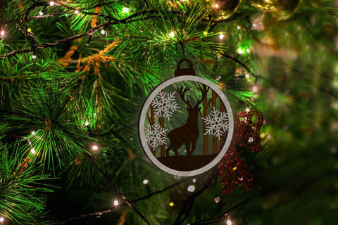 CHRISTMAS ANIMAL ORNAMENT SET, Multilayer Template, Decorative Christmas Tot, Wood Cut and Paper Cut Files SVG LaserCutano 