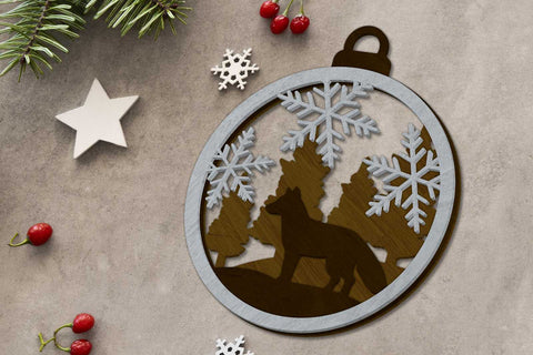 CHRISTMAS ANIMAL ORNAMENT SET, Multilayer Template, Decorative Christmas Tot, Wood Cut and Paper Cut Files SVG LaserCutano 