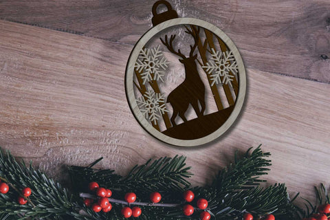 CHRISTMAS ANIMAL ORNAMENT SET, Multilayer Template, Decorative Christmas Tot, Wood Cut and Paper Cut Files SVG LaserCutano 