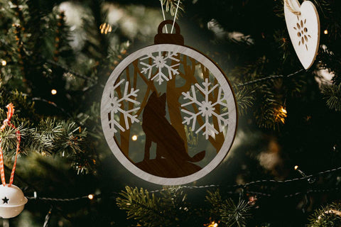 CHRISTMAS ANIMAL ORNAMENT SET, Multilayer Template, Decorative Christmas Tot, Wood Cut and Paper Cut Files SVG LaserCutano 