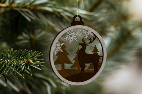 CHRISTMAS ANIMAL ORNAMENT SET, Multilayer Template, Decorative Christmas Tot, Wood Cut and Paper Cut Files SVG LaserCutano 