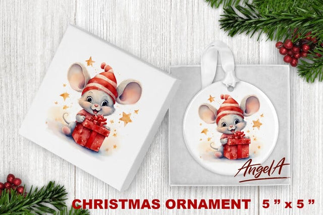 Christmas animal ornament sublimation / baby funny mouse png Sublimation Angelina Semenova 