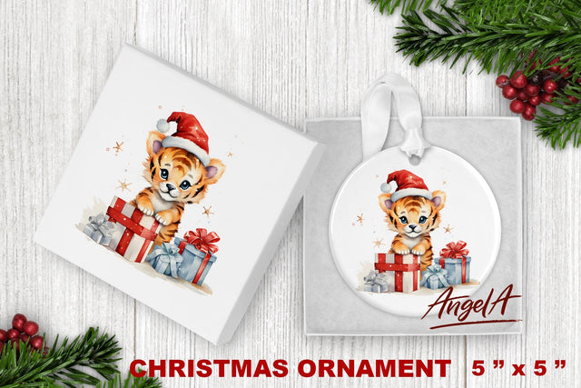 Christmas animal ornament sublimation / baby tiger, gift box Sublimation Angelina Semenova 