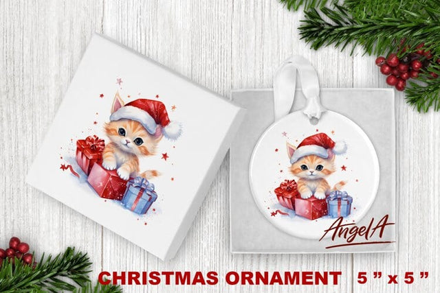 Christmas animal ornament sublimation / christmas baby cat Sublimation Angelina Semenova 