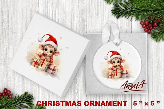 Christmas animal ornament sublimation / Christmas Monkey Png Sublimation Angelina Semenova 