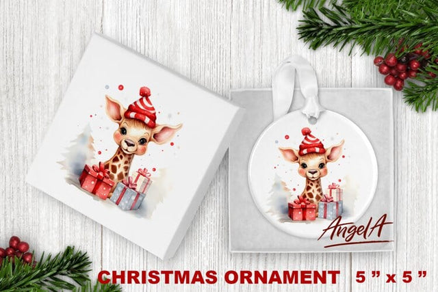Christmas animal ornament sublimation /cute baby giraffe png Sublimation Angelina Semenova 