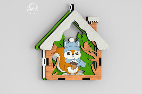 🎄 Christmas Animal Ornaments Set of 9 — Layered House-Shaped Laser Cut Files SVG LaserCutano 