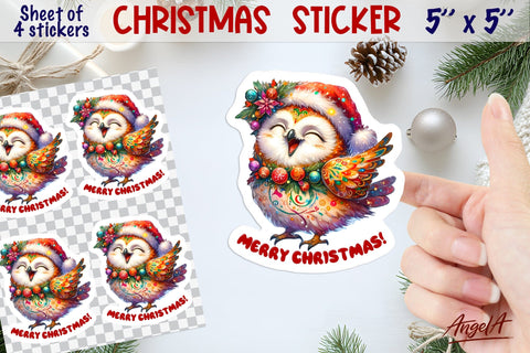 Christmas animal stickers, Sticker bundle, sticker sheet PNG Sublimation Angelina Semenova 