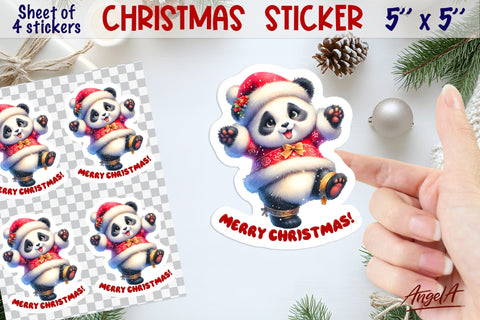 Christmas animal stickers, Sticker bundle, sticker sheet PNG Sublimation Angelina Semenova 
