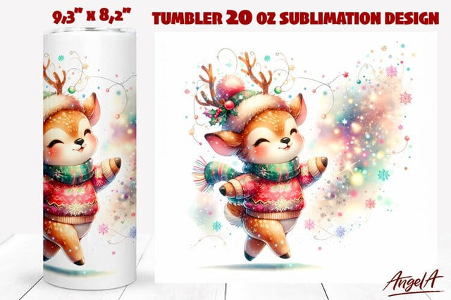 Christmas Animal tumbler sublimation, cute baby deer Sublimation Angelina Semenova 