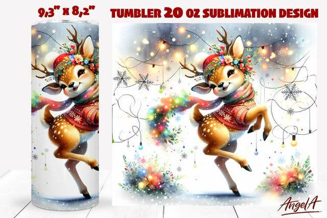 Christmas Animal tumbler sublimation, dancing baby deer Sublimation Angelina Semenova 