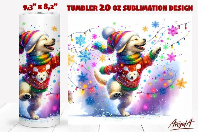 Christmas Animal tumbler sublimation, dancing Christmas dog Sublimation Angelina Semenova 