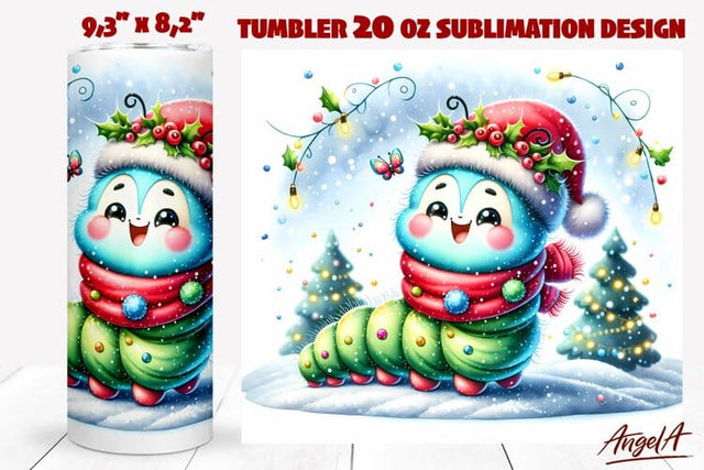 Christmas animal tumbler sublimation, funny caterpillar Sublimation Angelina Semenova 
