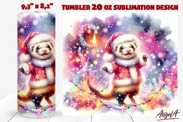 Christmas Animal tumbler sublimation, funny Christmas ferret Sublimation Angelina Semenova 