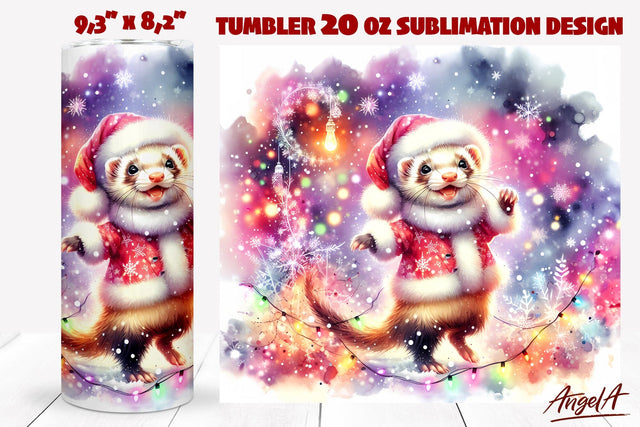 Christmas Animal tumbler sublimation, funny Christmas ferret Sublimation Angelina Semenova 