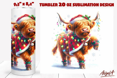 Christmas animal tumbler sublimation, highland cow tumbler Sublimation Angelina Semenova 