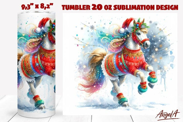 Christmas animal tumbler sublimation, horse tumbler wrap PNG Sublimation Angelina Semenova 