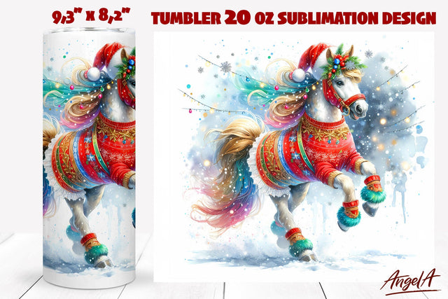 Christmas animal tumbler sublimation, horse tumbler wrap PNG Sublimation Angelina Semenova 
