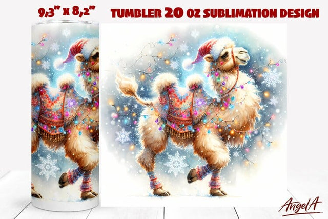Christmas animal tumbler wrap sublimation, dancing camel Sublimation Angelina Semenova 