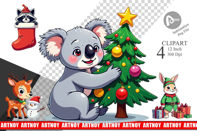 Christmas Animals Clipart Sublimation artnoy 