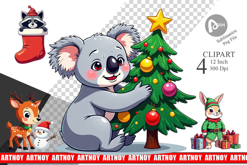 Christmas Animals Clipart Sublimation artnoy 