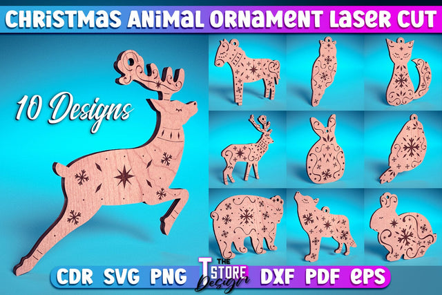 Christmas Animals Laser Cut v.1 | Christmas Tree Toys Design | CNC Files SVG The T Store Design 