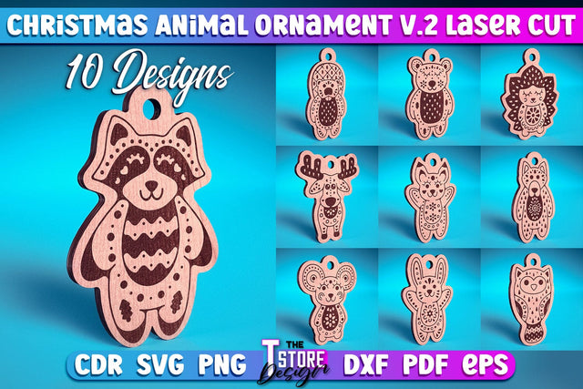 Christmas Animals Ornaments Laser Cut Bundle v.2 | Christmas Tree Toys Design | CNC Files SVG The T Store Design 